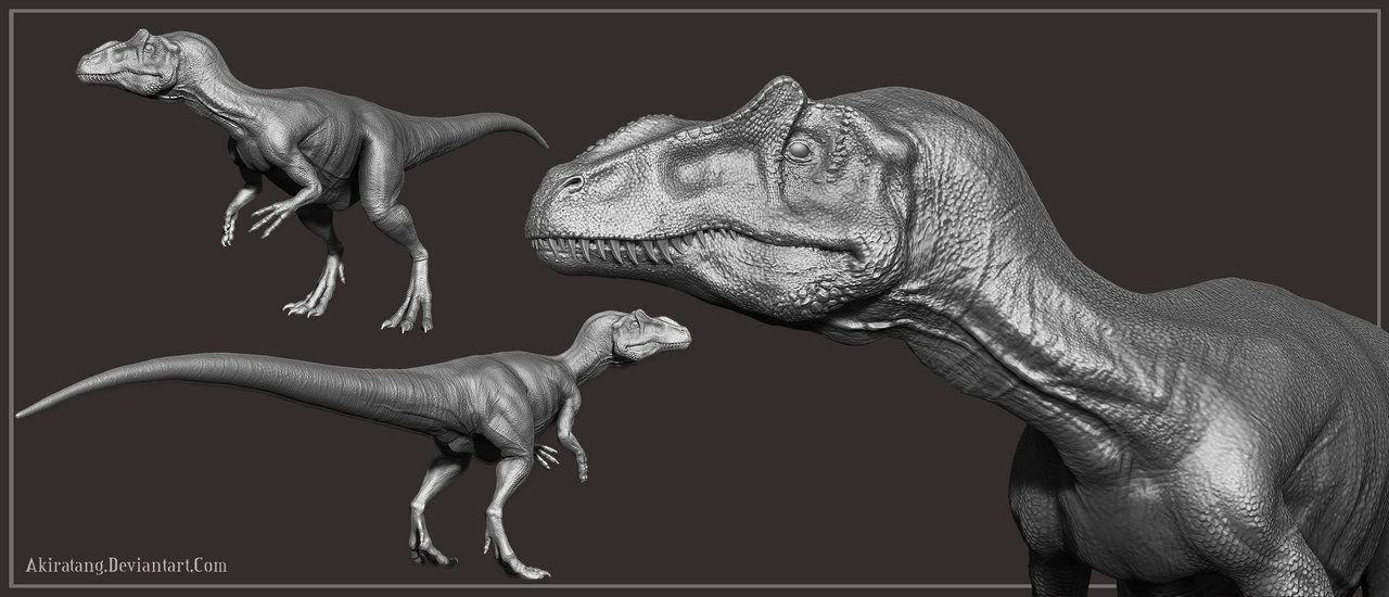 Allosaurus Low Poly 3D Model two t-rex dinosaurs Low-poly 3D model_4