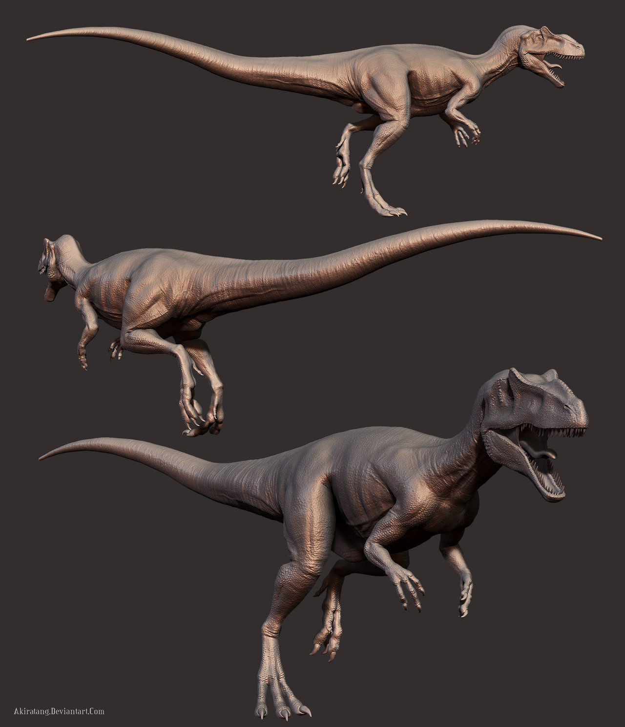 Allosaurus Low Poly 3D Model two t-rex dinosaurs Low-poly 3D model_3