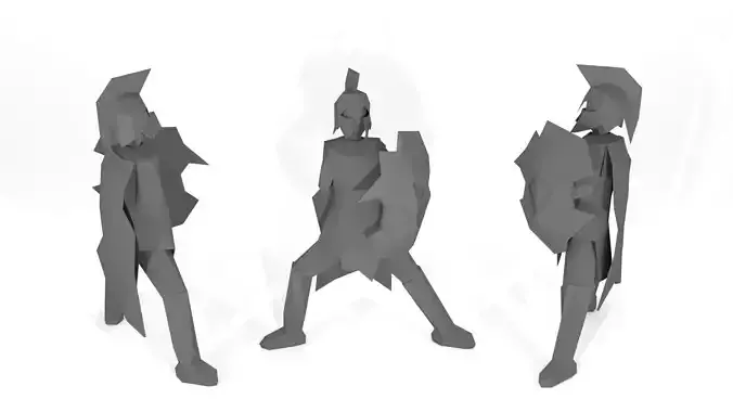 Low-poly Greek Warrior Statue