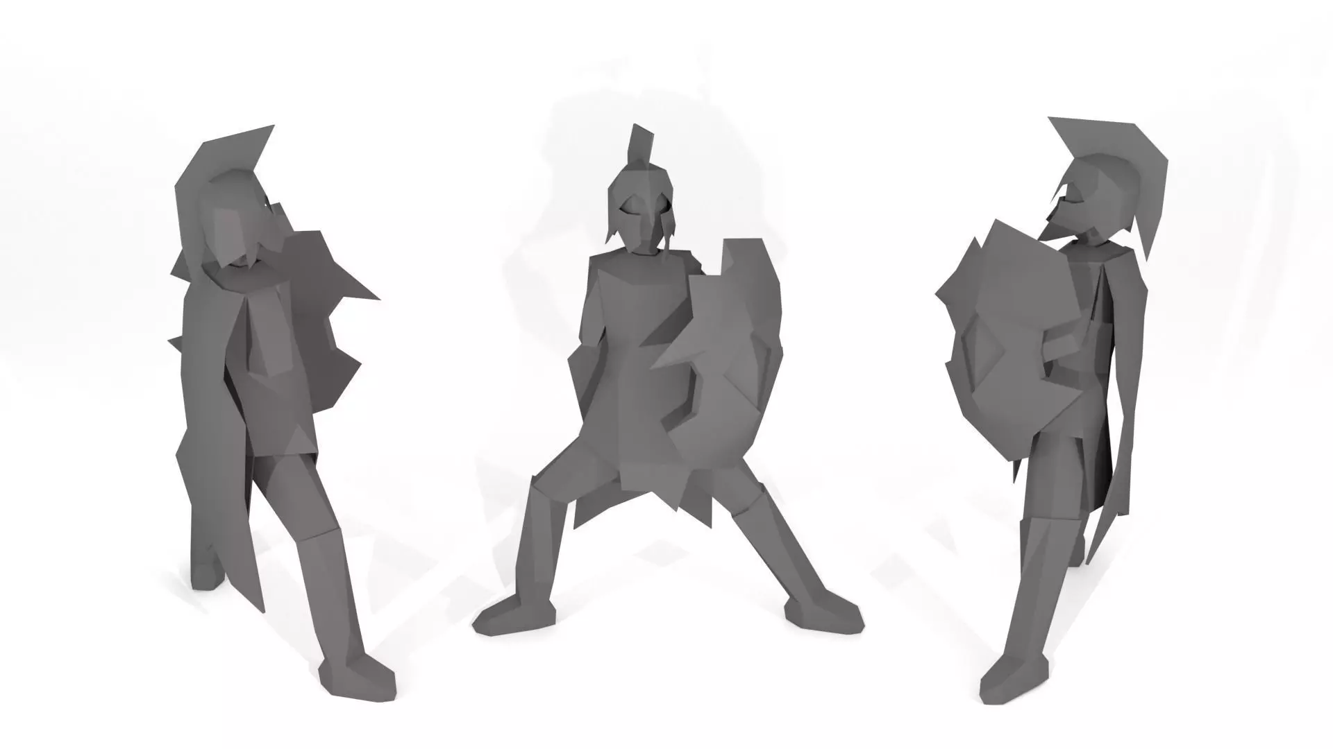 Low-poly Greek Warrior Statue Low-poly 3D model_0