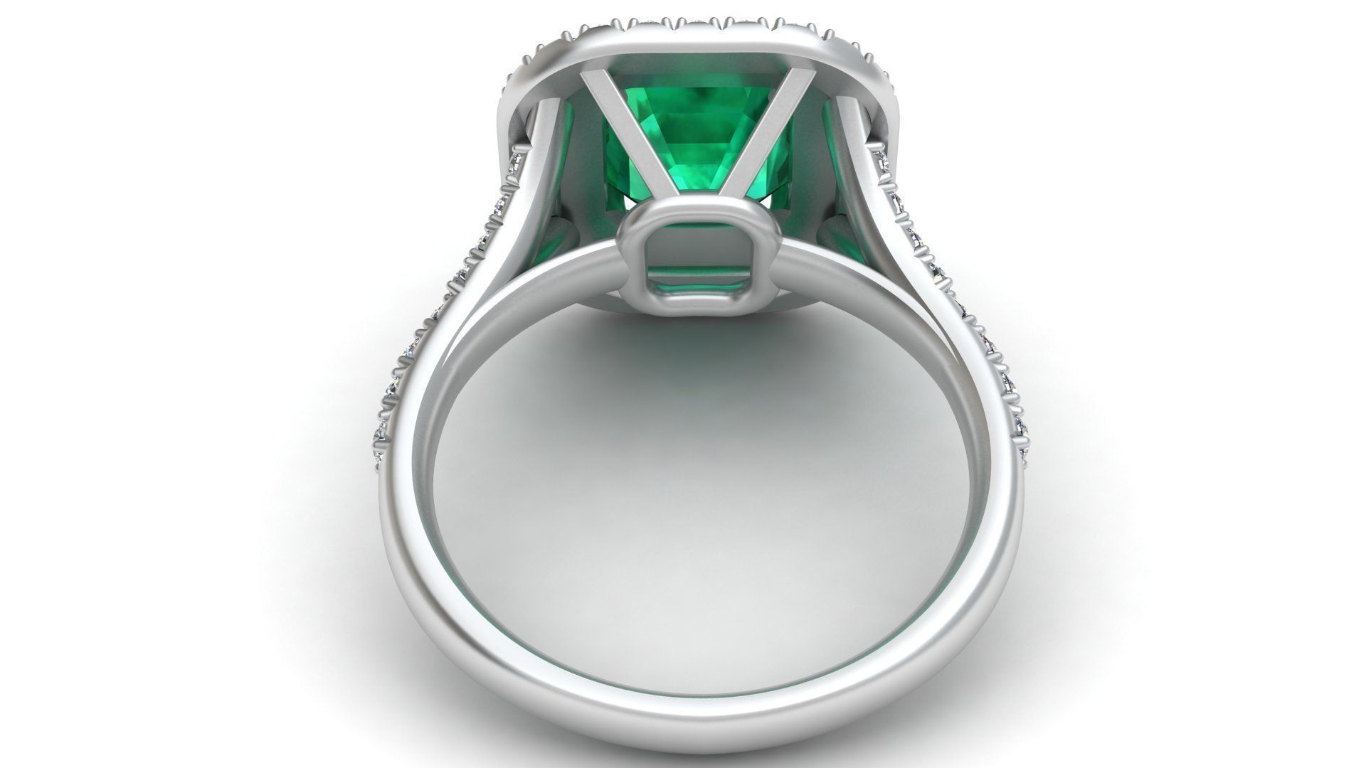 Tiffany Emerald Diamond Gold Engagement Ring 3D print model_6