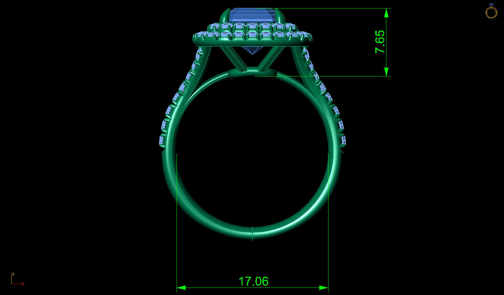 Tiffany Emerald Diamond Gold Engagement Ring 3D print model_9