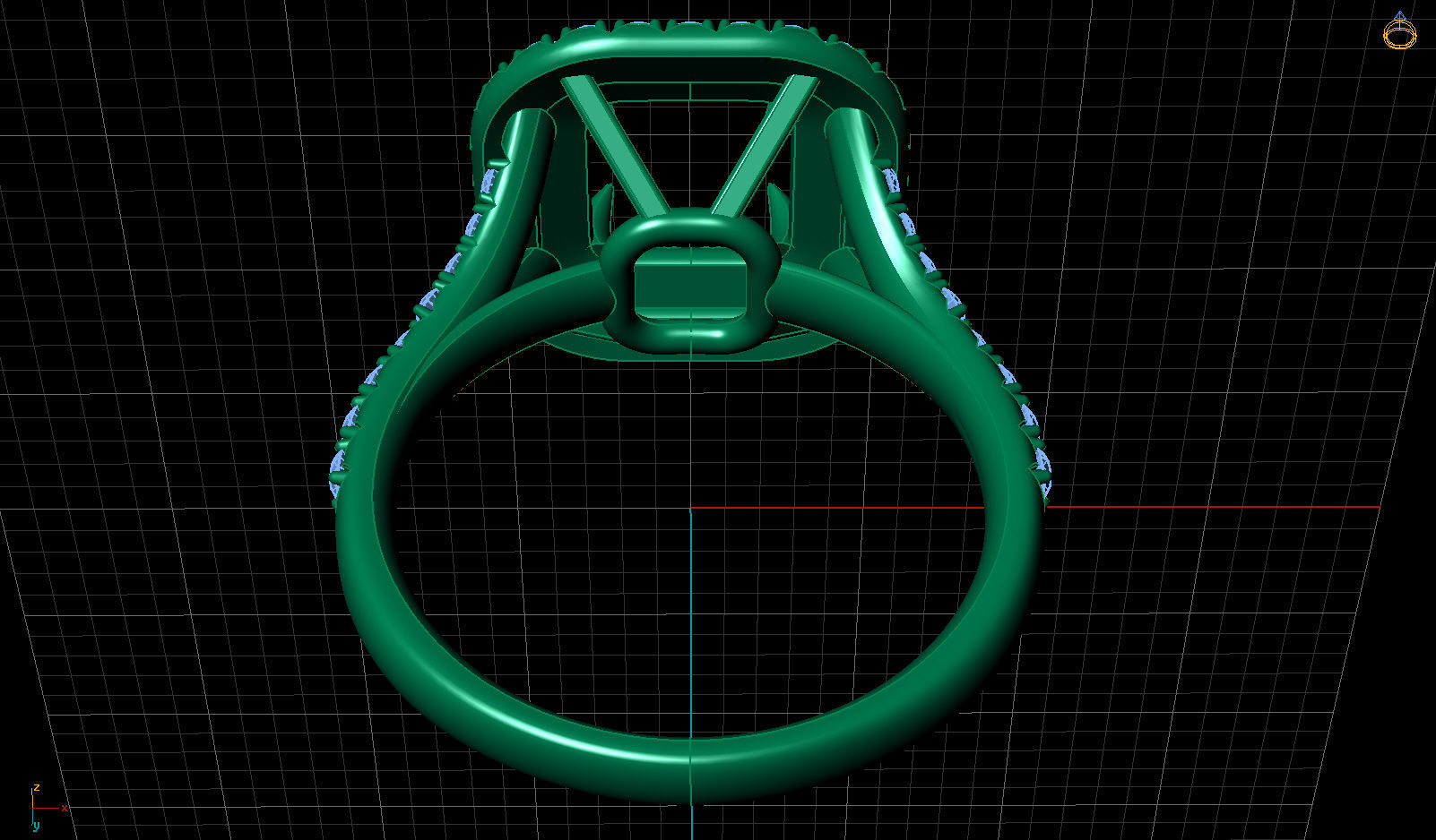 Tiffany Emerald Diamond Gold Engagement Ring 3D print model_12