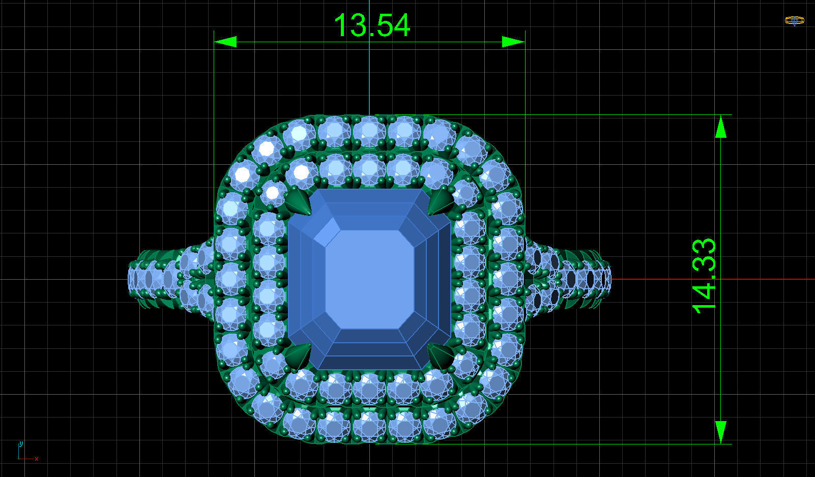 Tiffany Emerald Diamond Gold Engagement Ring 3D print model_11