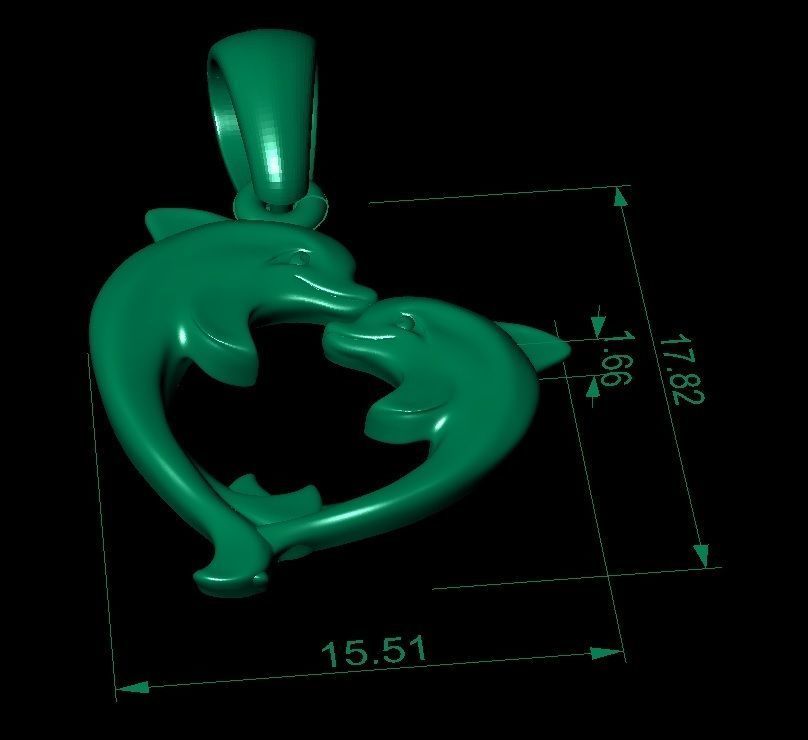  pendant dolphins in the form of a heart  3D print model_4