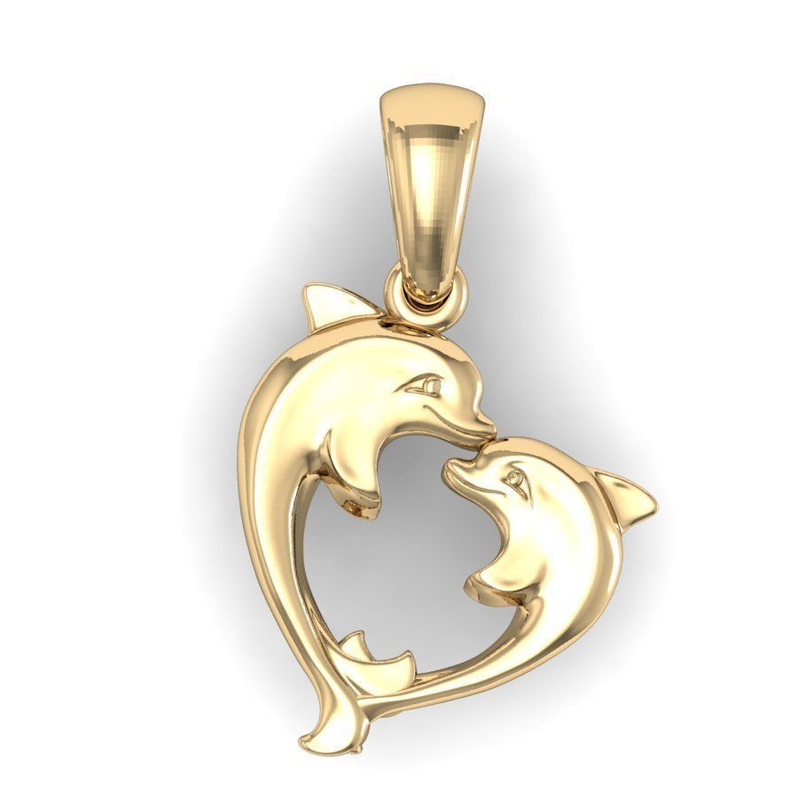  pendant dolphins in the form of a heart  3D print model_2