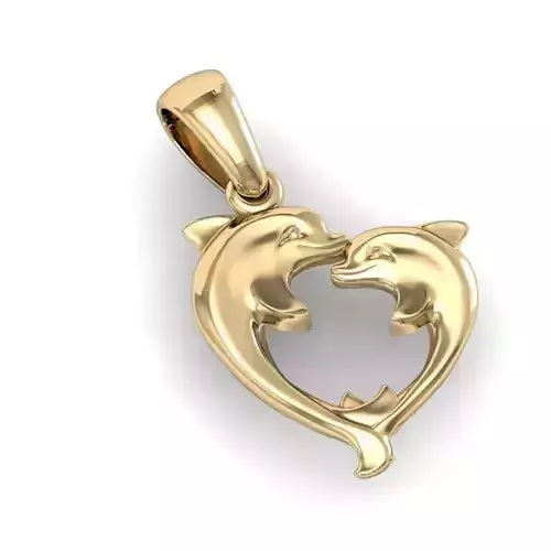  pendant dolphins in the form of a heart  3D print model