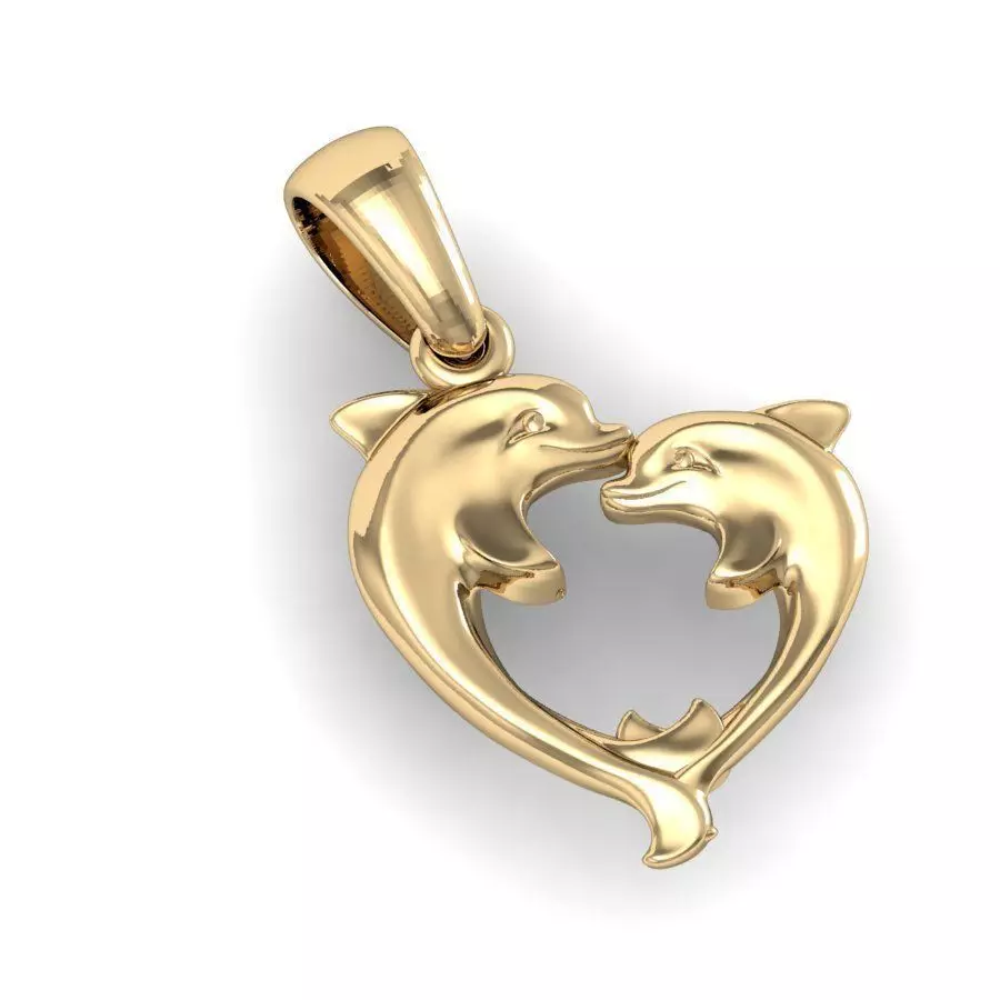  pendant dolphins in the form of a heart  3D print model_0