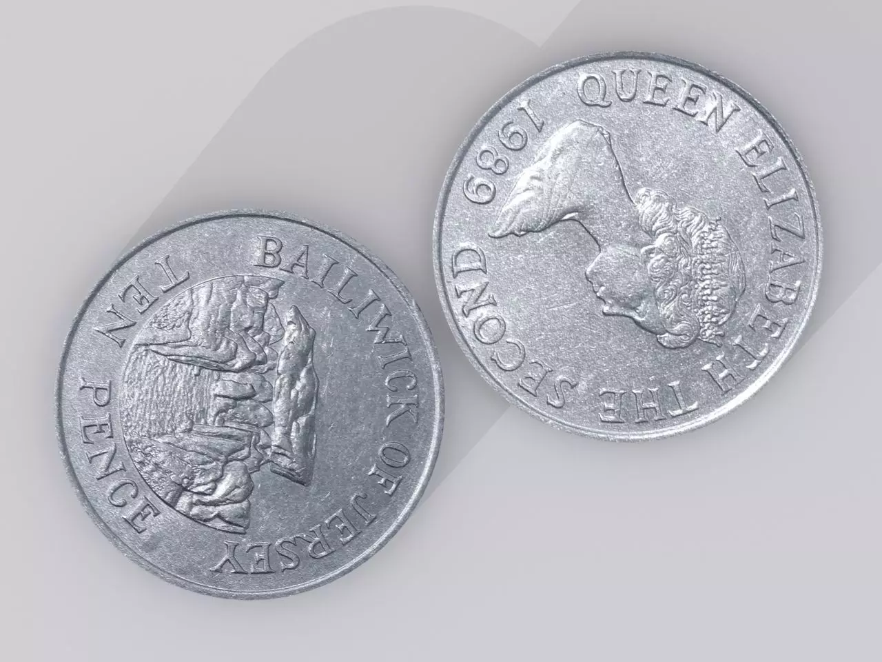 British Ten Pence - 10p - Coins 1975-1989 Jersey Low-poly 3D model_0