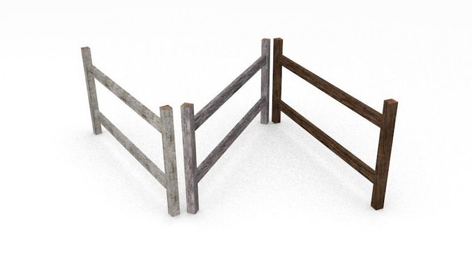 Wooden fence set Free low-poly 3D model