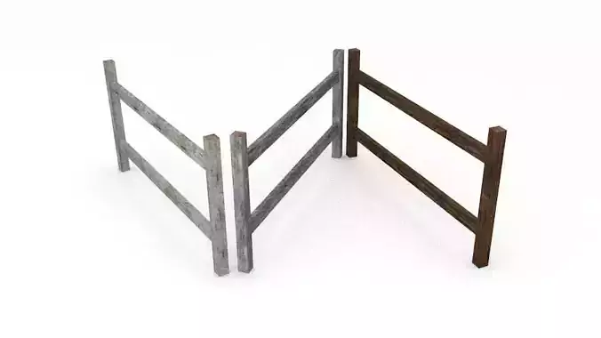 Wooden fence set Free low-poly 3D model