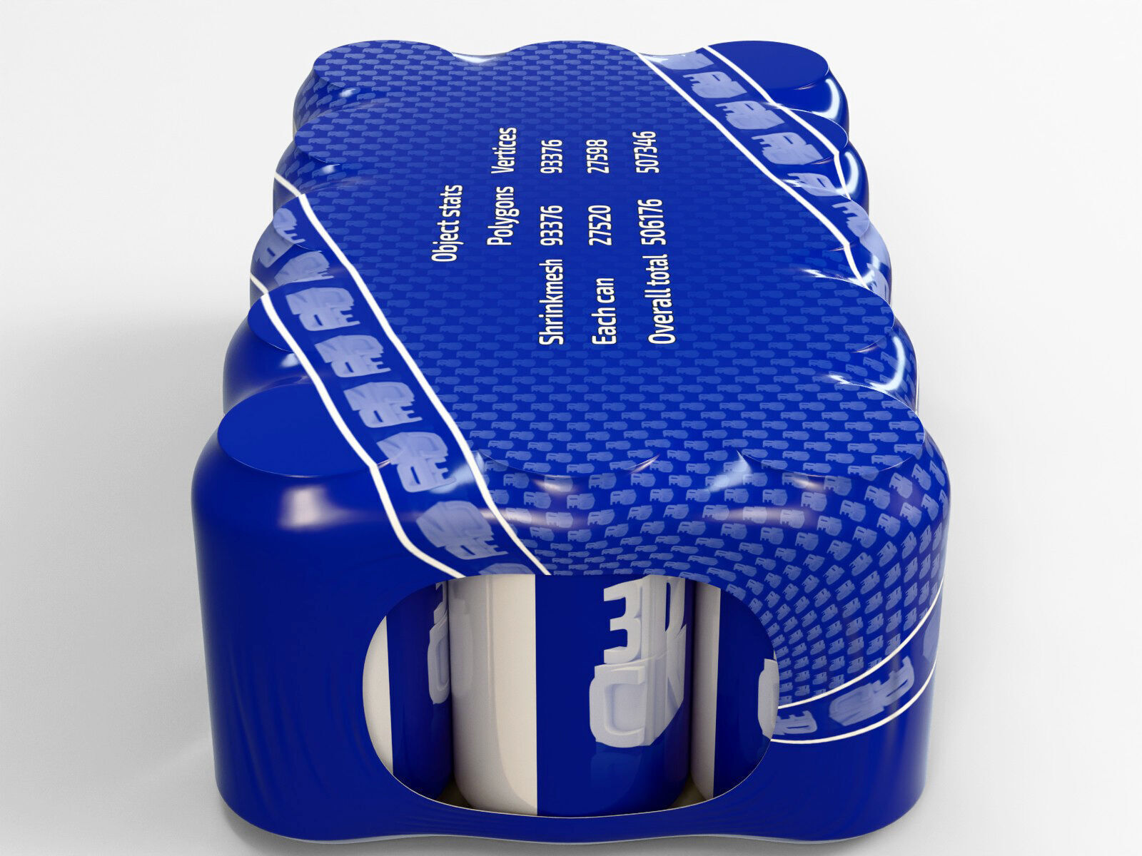 15 pack 330ml drink cans in plastic shrink wrap 3D model_4