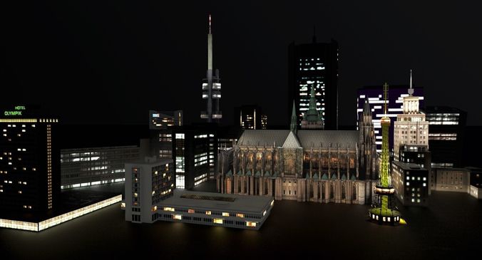 Prague High Rise Pack Low-poly 3D model 2