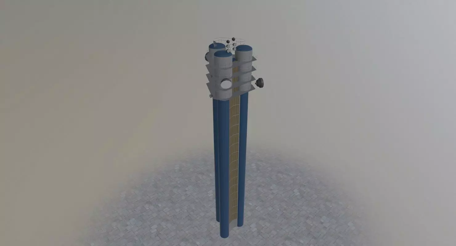 Prague Water Tower Low-poly 3D model_0