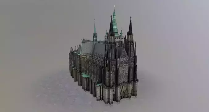 Prague Vitus Cathedral Low-poly 3D model
