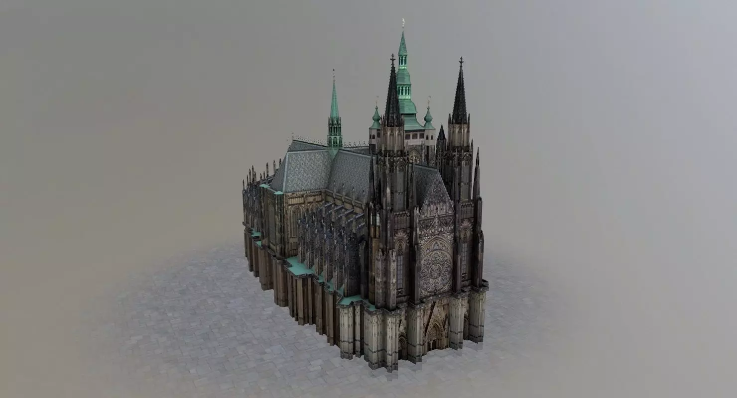 Prague Vitus Cathedral Low-poly 3D model_0