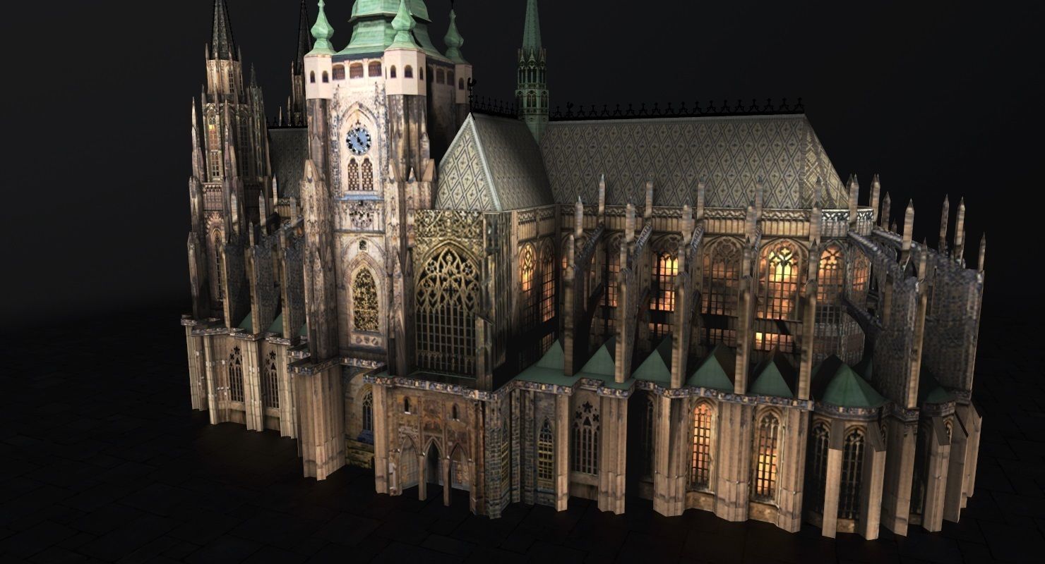 Prague Vitus Cathedral Low-poly 3D model_7