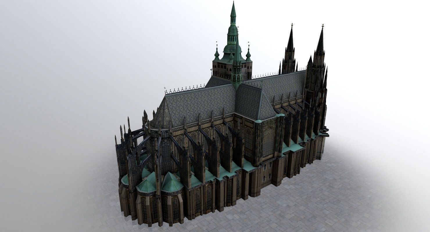 Prague Vitus Cathedral Low-poly 3D model_1