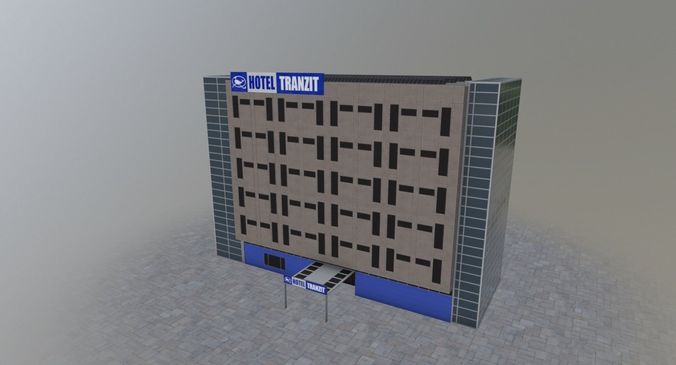 Prague Hotel Tranzit Low-poly 3D model
