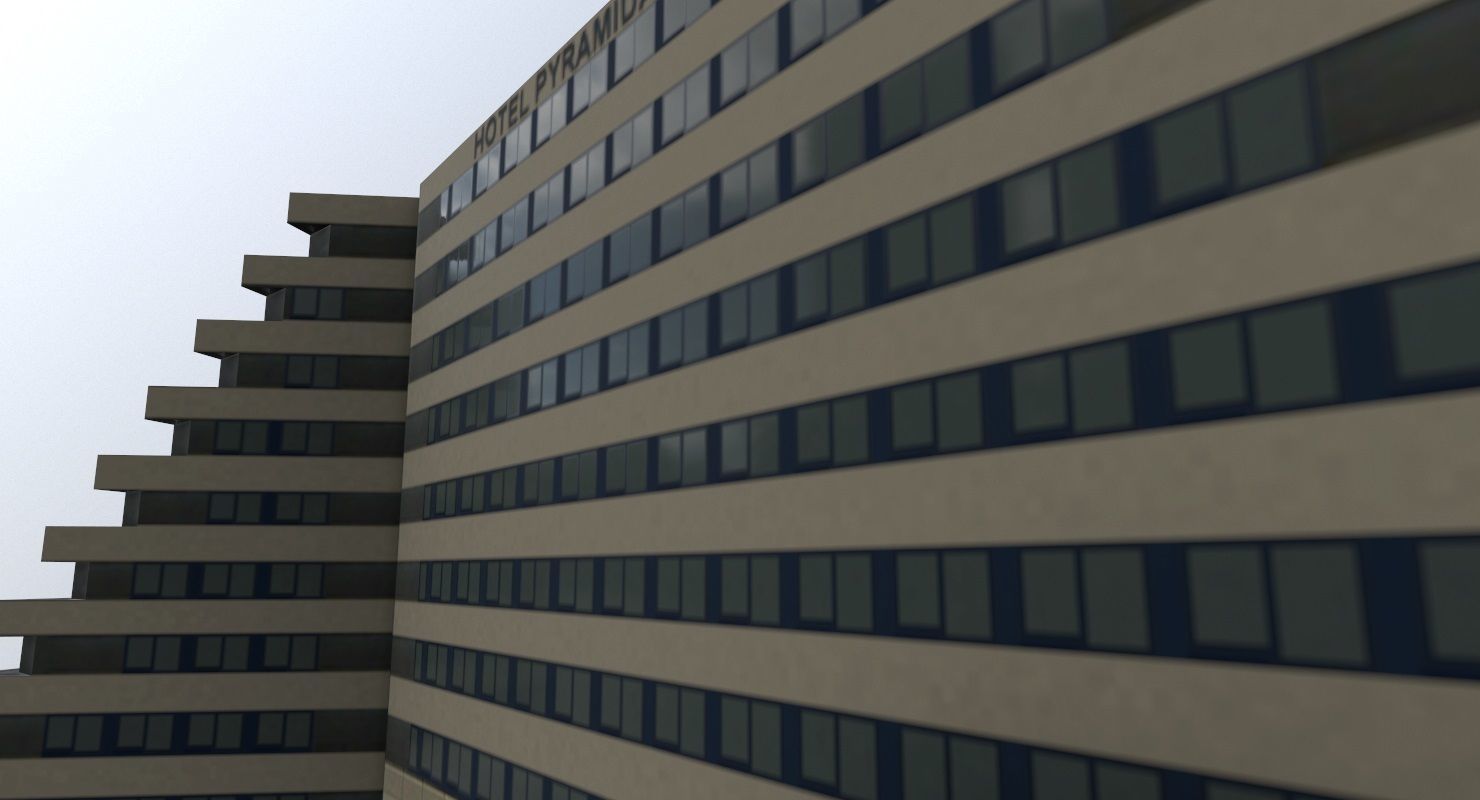 Prague Hotel Pyramida Low-poly 3D model_4