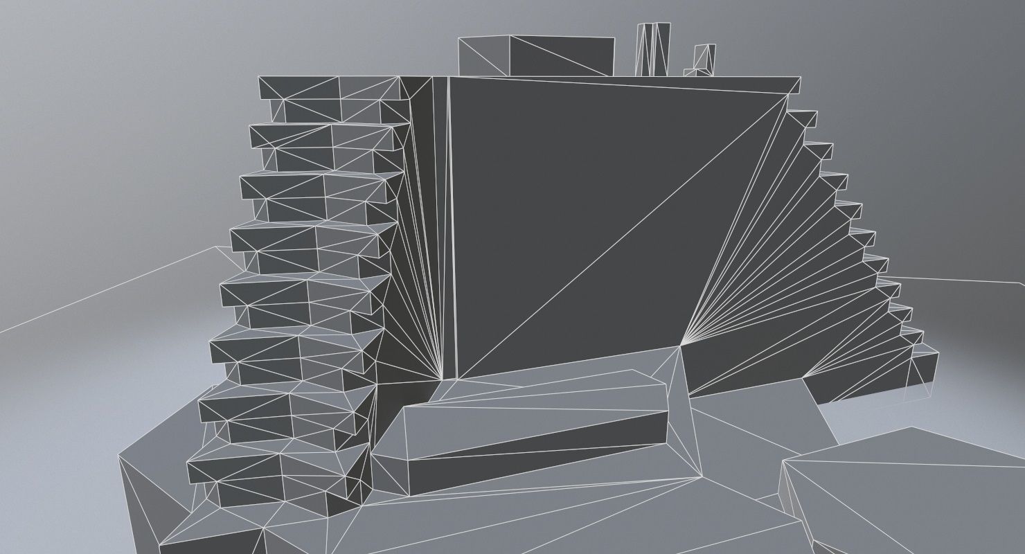 Prague Hotel Pyramida Low-poly 3D model_10