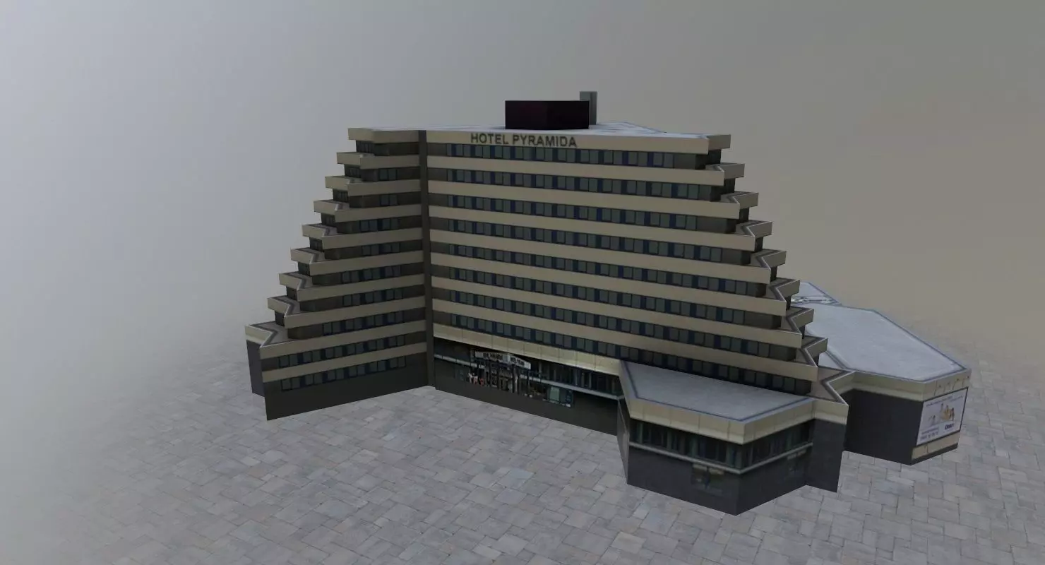 Prague Hotel Pyramida Low-poly 3D model_0