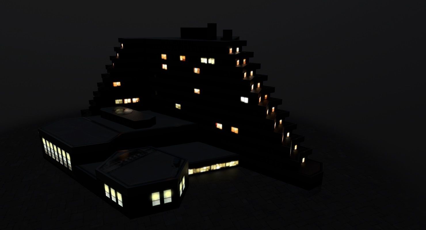 Prague Hotel Pyramida Low-poly 3D model_5