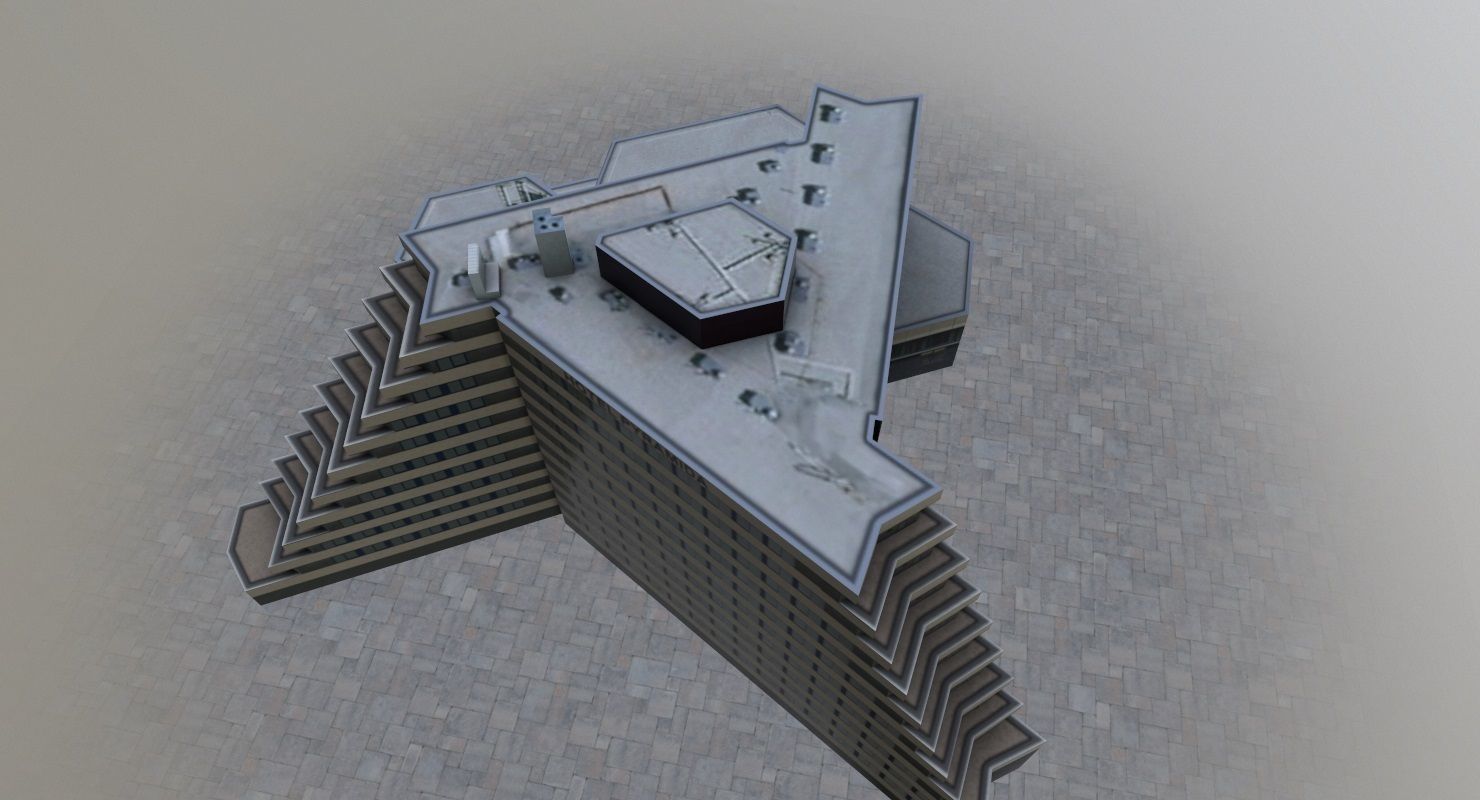 Prague Hotel Pyramida Low-poly 3D model_1