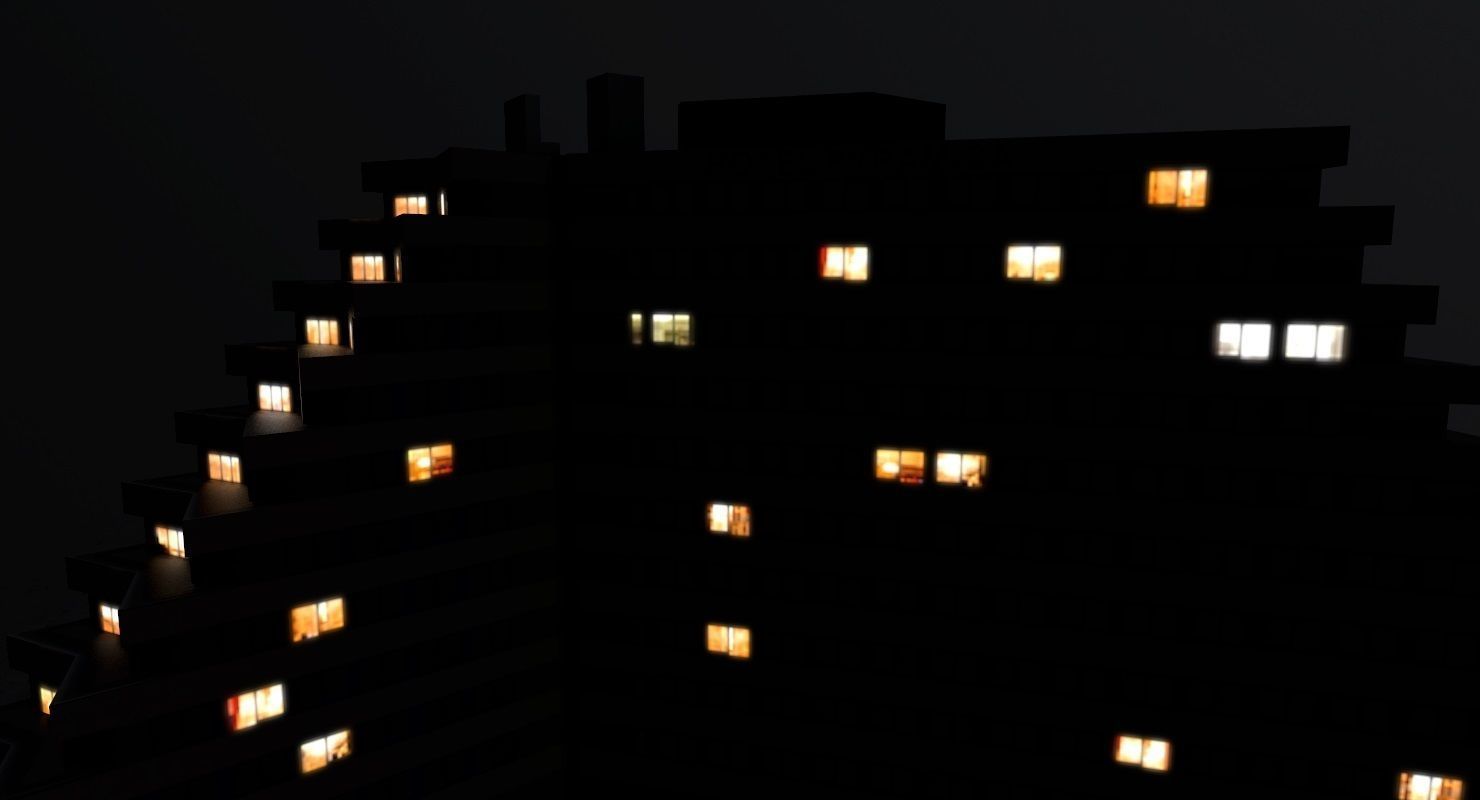 Prague Hotel Pyramida Low-poly 3D model_6