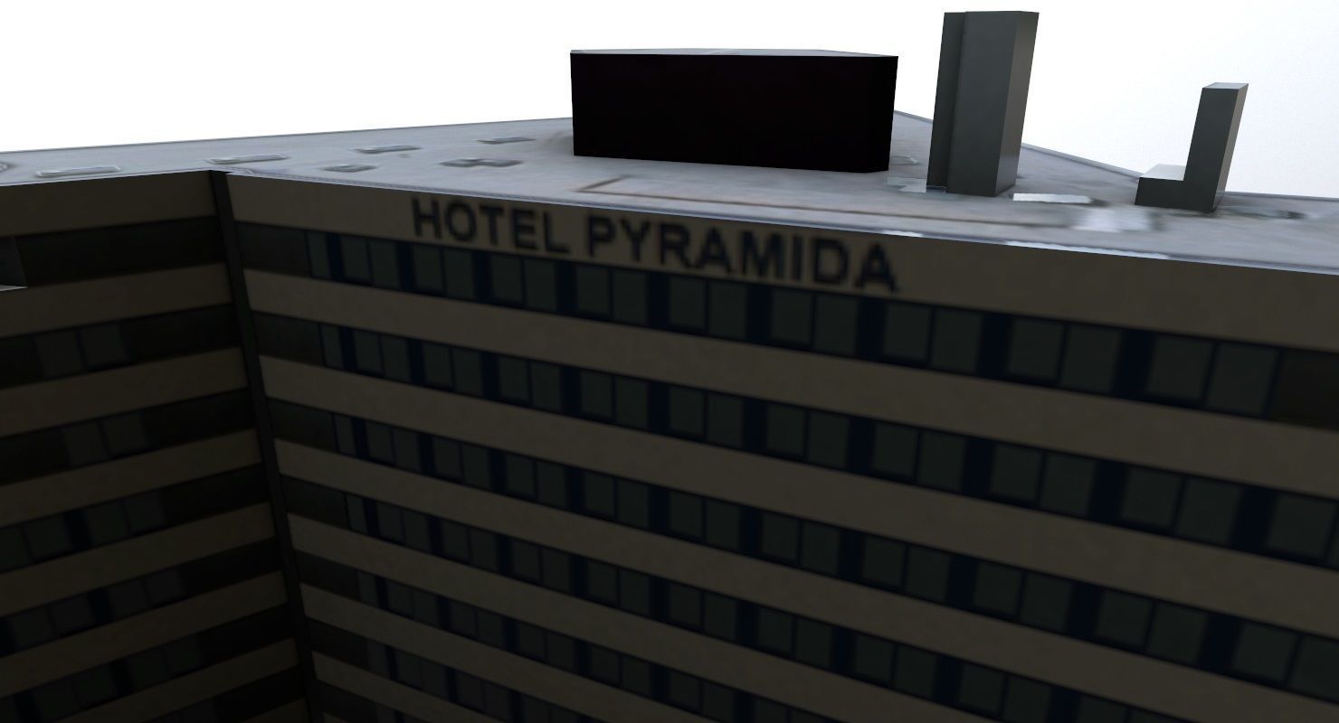 Prague Hotel Pyramida Low-poly 3D model_3