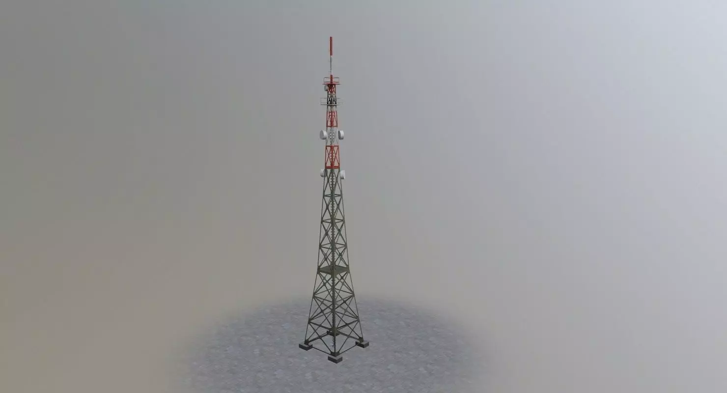 Prague Comm Tower Low-poly 3D model_0