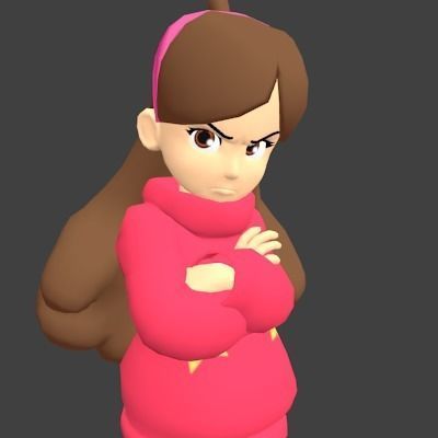fan character model anime style rigged for animation 3D model_2