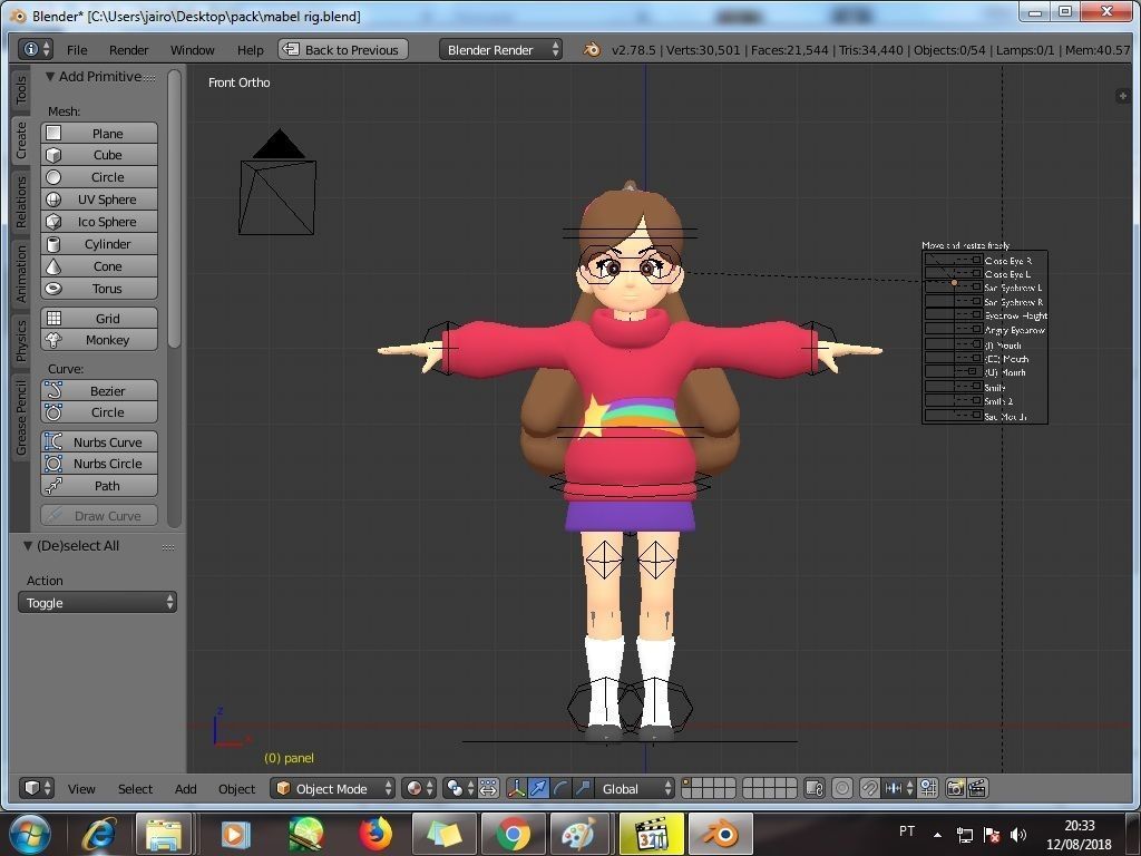 fan character model anime style rigged for animation 3D model_4