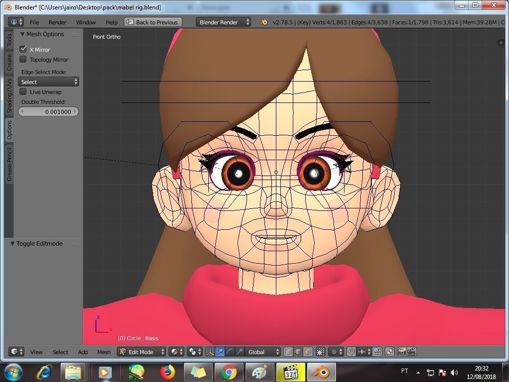 fan character model anime style rigged for animation 3D model_3
