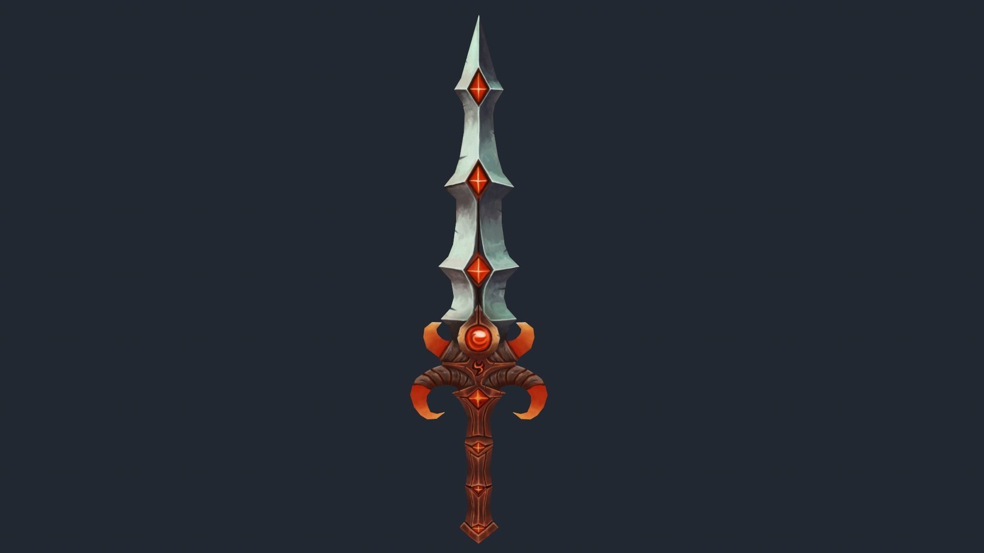 Handpainted Low-poly Fantasy Exotic Sword 1 Low-poly 3D model_2