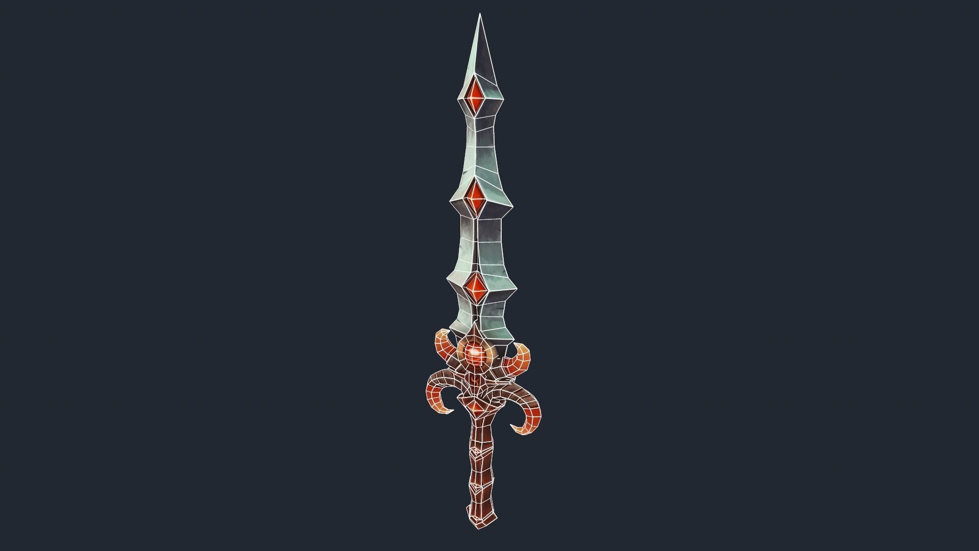 Handpainted Low-poly Fantasy Exotic Sword 1 Low-poly 3D model_1