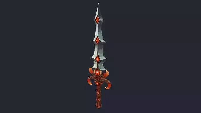 Handpainted Low-poly Fantasy Exotic Sword 1 Low-poly 3D model Handpainted Low-poly Fantasy Exotic Sword 1 Low-poly 3D model