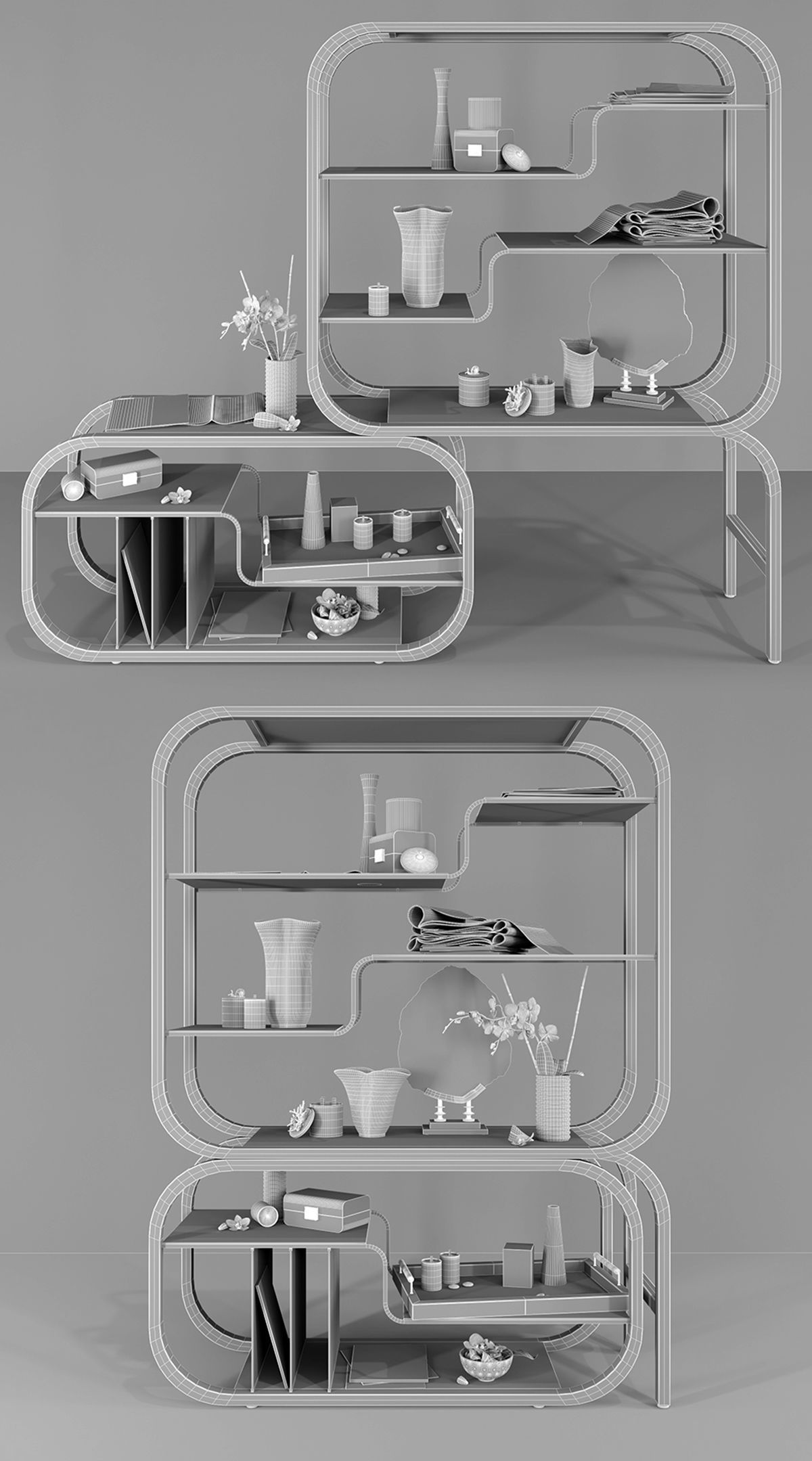 Milo Baughman for Dia Brass Etagere 3D model_2