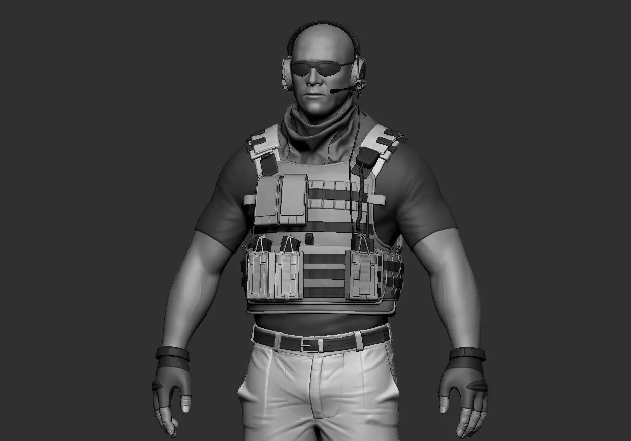 Soldier wearing vest 3D print model_0