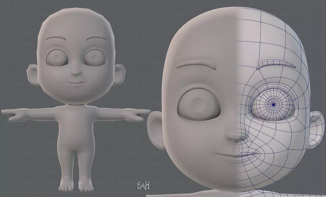 Cartoon Child V02 Low-poly 3D model_0