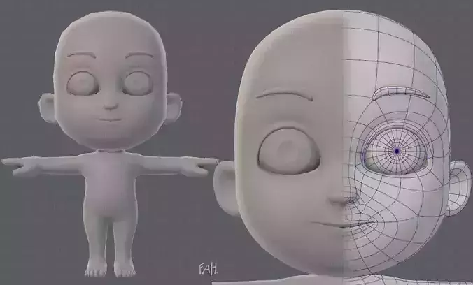 Cartoon Child V02 Low-poly 3D model