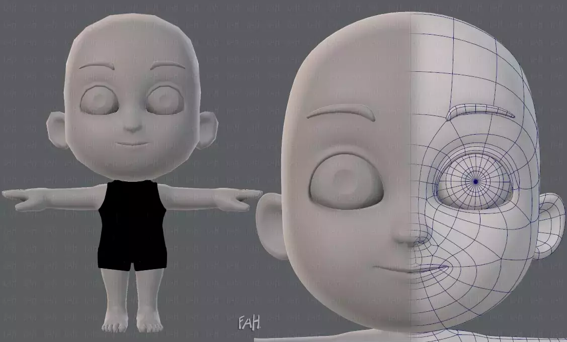 Cartoon Child V02 Low-poly 3D model