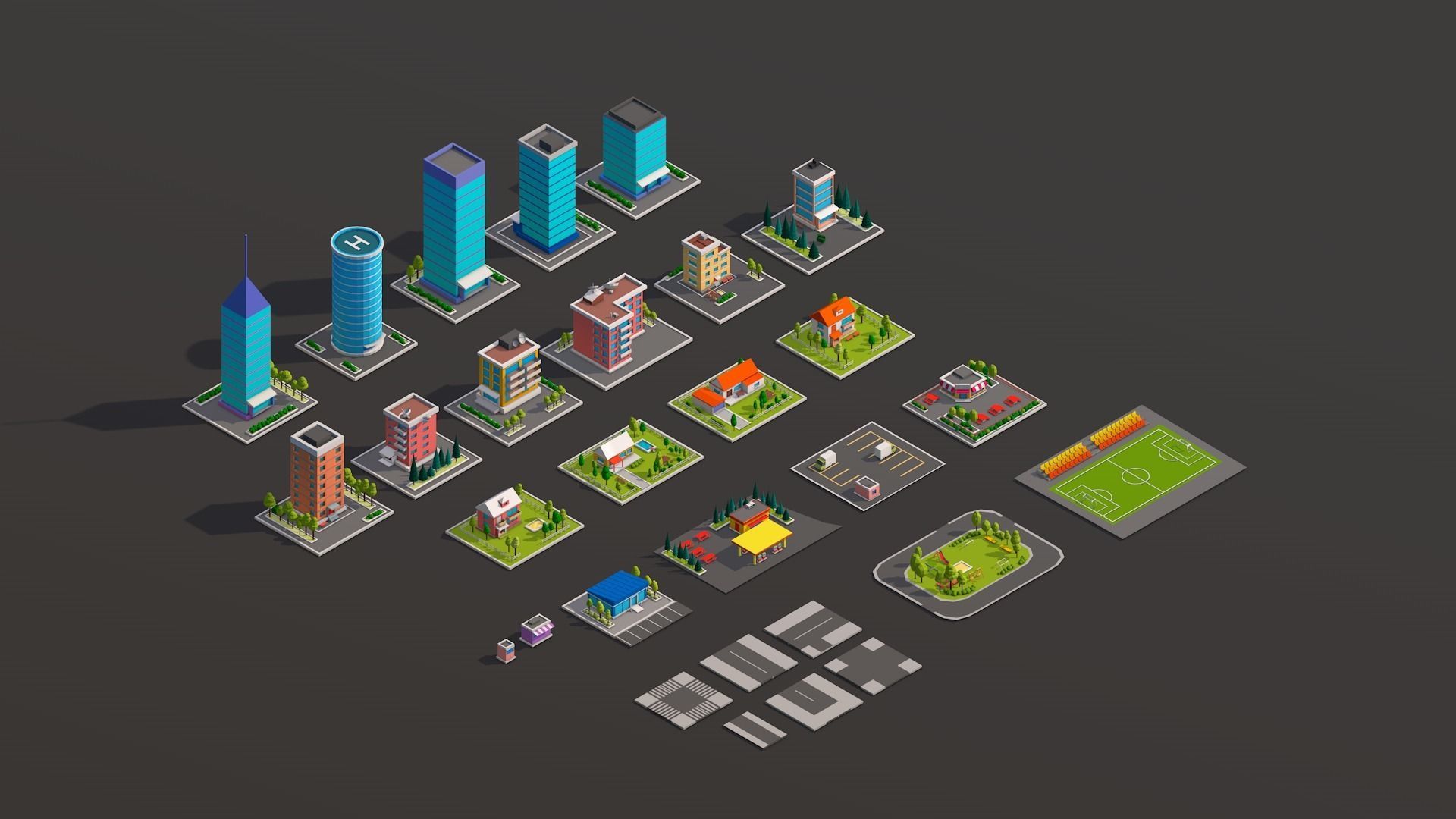 Polygonia Low Poly City Pack Low-poly 3D model_8