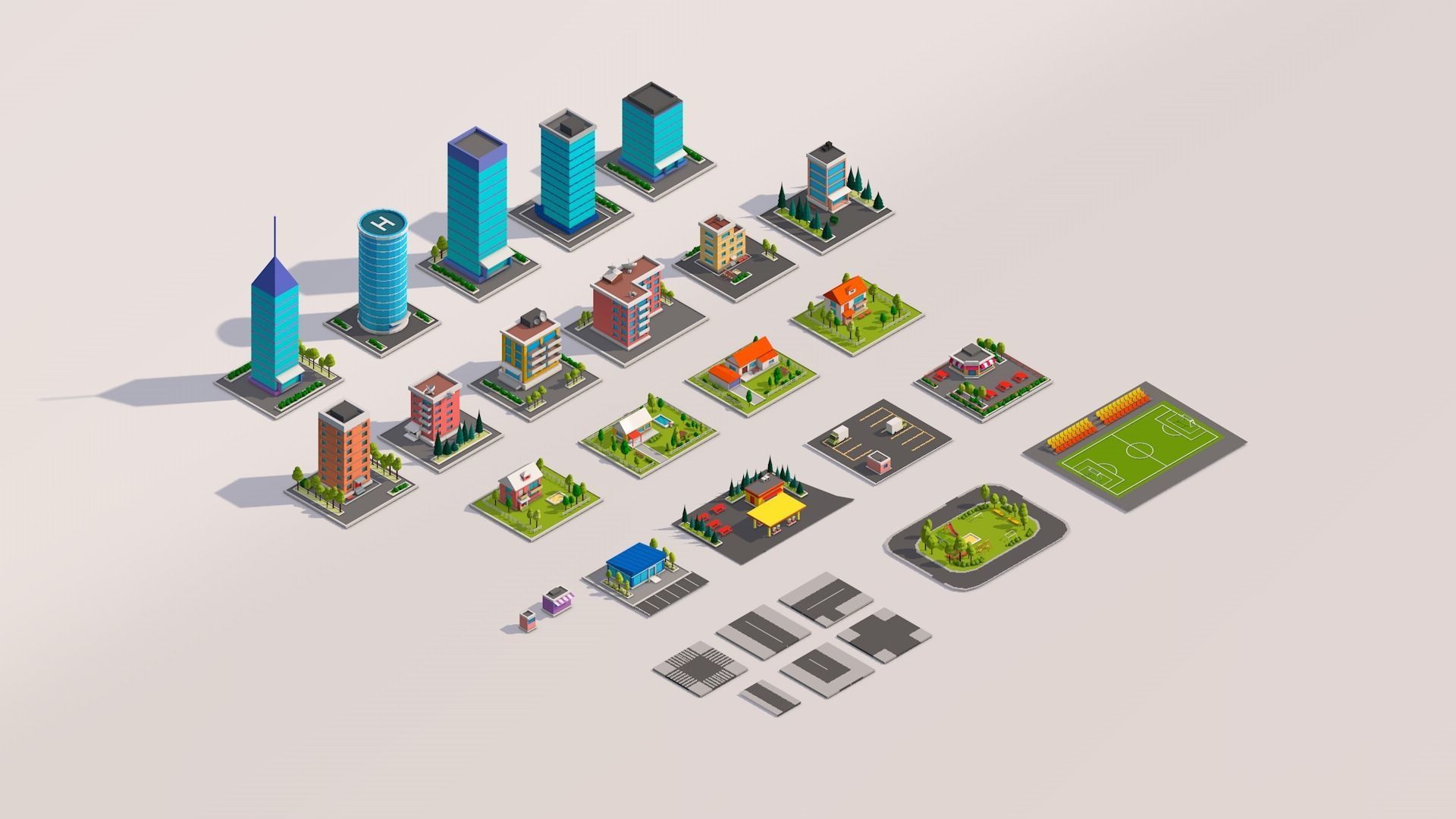 Polygonia Low Poly City Pack Low-poly 3D model_6