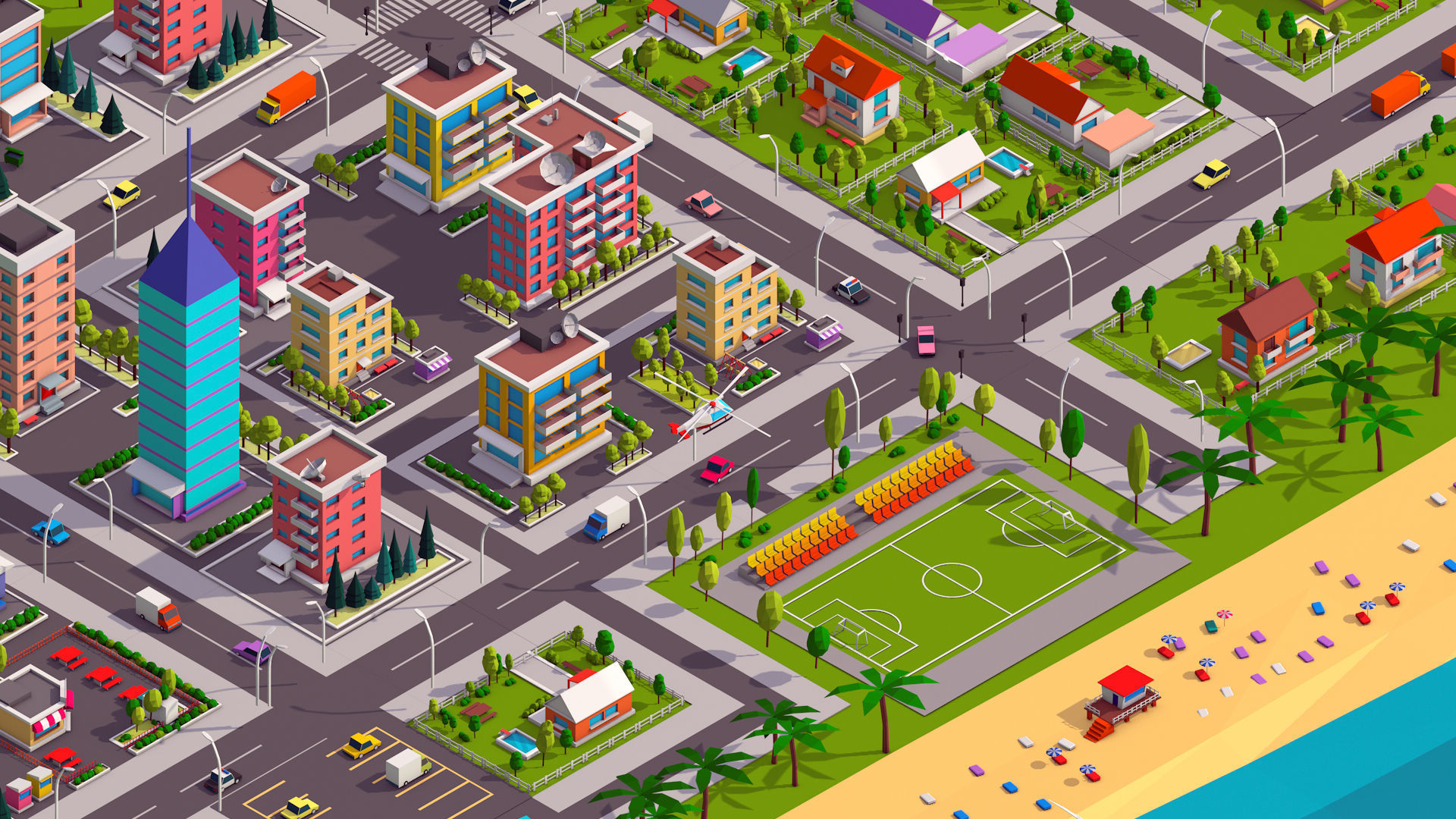 Polygonia Low Poly City Pack Low-poly 3D model_3