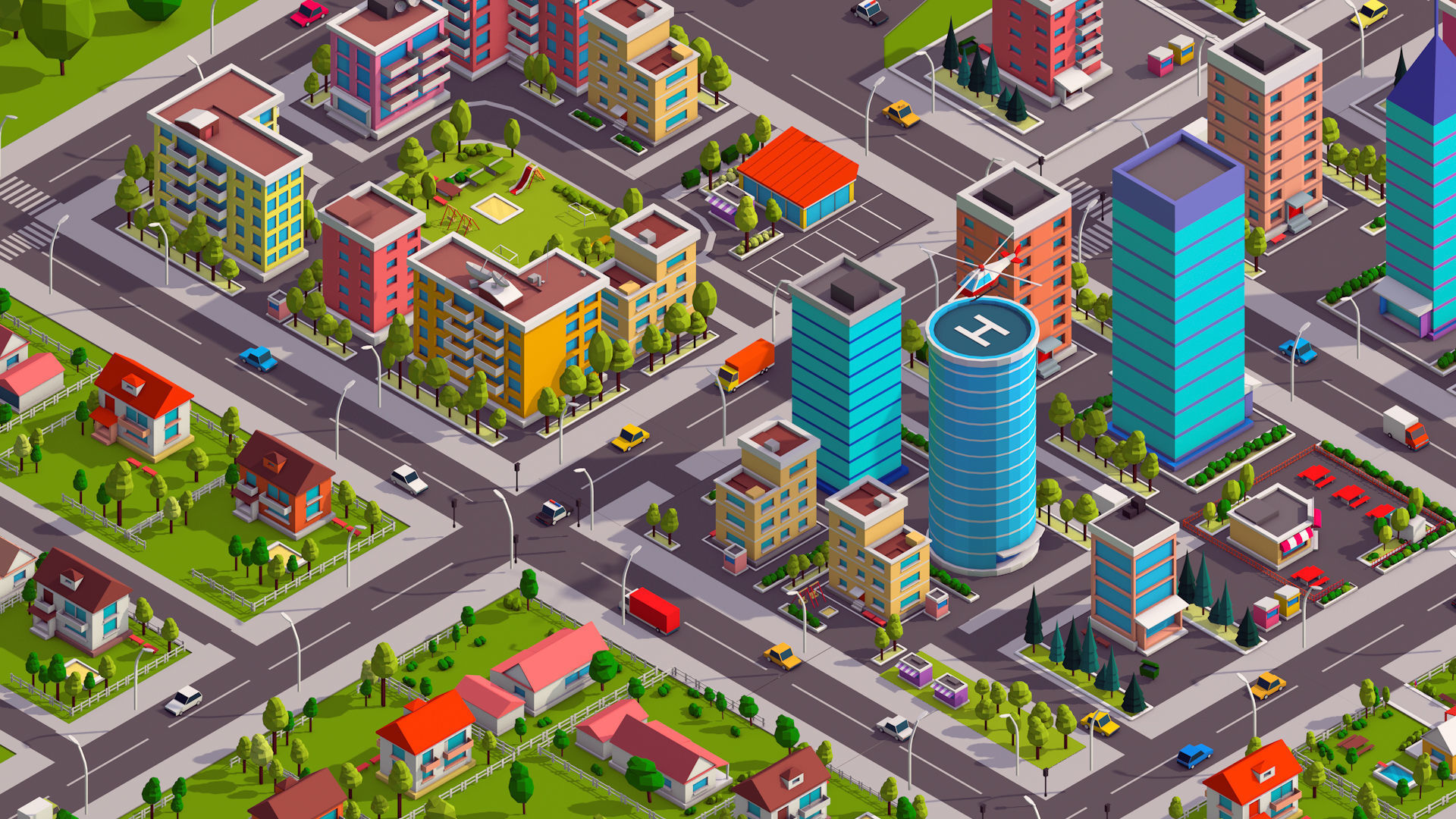 Polygonia Low Poly City Pack Low-poly 3D model_2