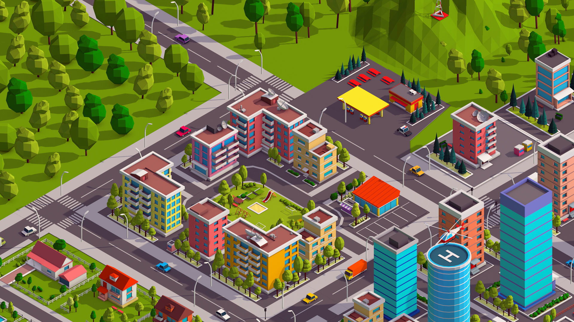 Polygonia Low Poly City Pack Low-poly 3D model_4