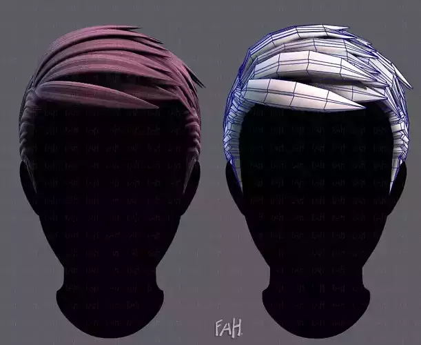 3D Hair style for Man V06 Low-poly 3D model