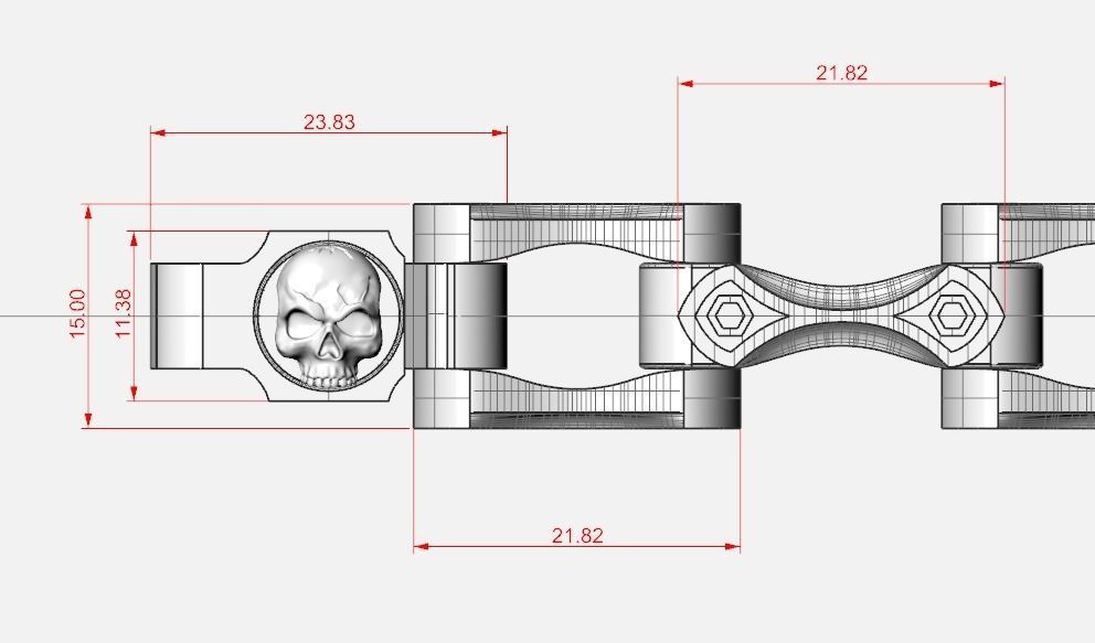 Stylish big mens bracelet with a skull in the lock 412 3D print model_14