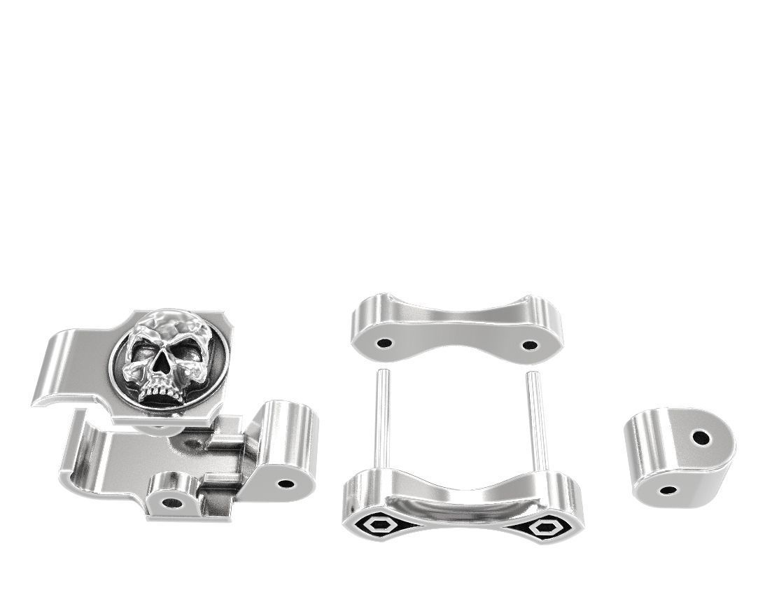 Stylish big mens bracelet with a skull in the lock 412 3D print model_13